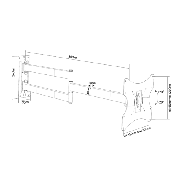 TV-Halterung 80 cm aus der Mauer fir Samsung 32-44"