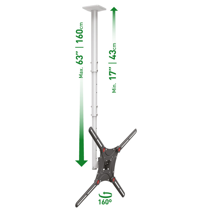 Barkan Mounts Laange teleskopesche Plafongsbriet bis 75 inch|VESA 400x400|Universell|Faarf wäiss