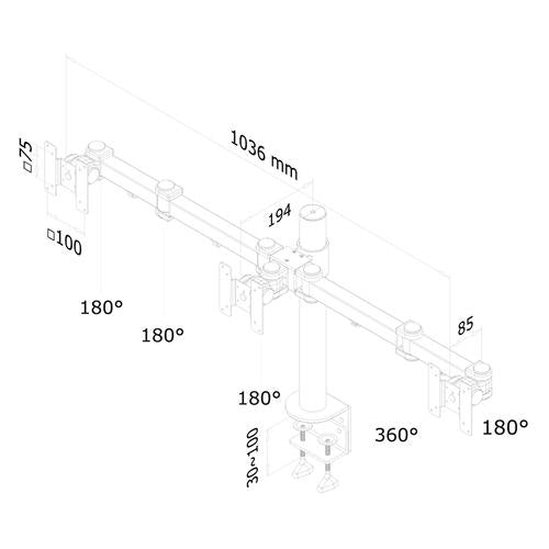 Neomounts FPMA-D960D3 Triple-Monitoraarm
