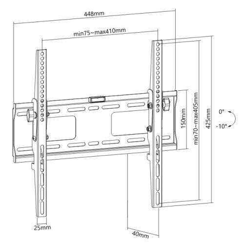 Wolff Mount flaach, kipbar Mauerbeugel fir Schiermer bis 55 inch|VESA 400x400|Universal