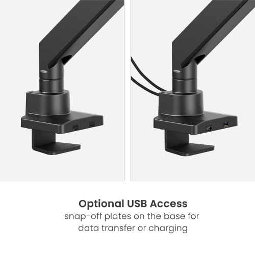 Super schwéier Monitoraarm mat Gasfieder an USB-A- an USB-C-Ports - Max 57 inch