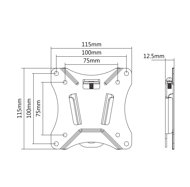 Ofhuelbar TV-Mauerbeugel fir Ekranen bis 27 inch 100x100