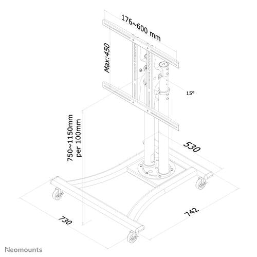 Neomounts PLASMA-M1200 rullbar TV-Buedemstänn