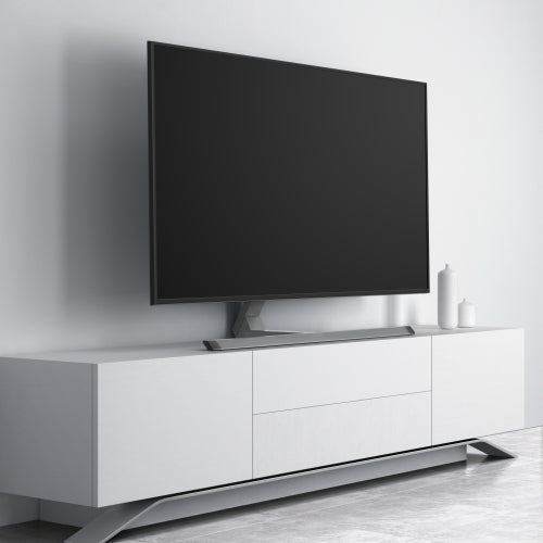 Wolff Mount Universal Aluminium TV-Fouss |Dréi- a kippbar |bis 75 inch |Faarf: Anthrazit |VESA 600x400 |Modernt Design