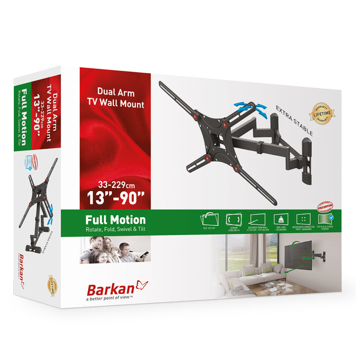 Barkan Mounts staark TV-Mauerbeugel fir Eckmontage | Schiermer 40 - 90 inch | VESA 600x400
