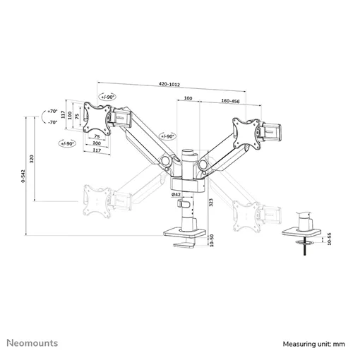 Neomounts DS65S-950WH2 Monitorarm – Elegante Full-Motion Stäip fir 24-34 inch