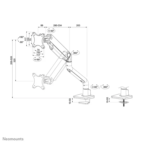 Neomounts DS70S-950BL1: Den ultimative Full-Motion Monitorarm fir 17-49 inch