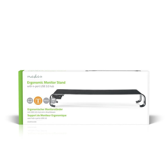 Ergonomesche multifunktionell Stänner | USB 3.0 Hub | 4-Porten | Schwaarz