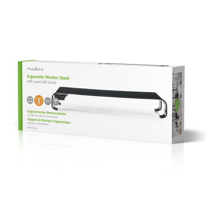 Ergonomesche multifunktionell Stänner | USB 3.0 Hub | 4-Porten | Schwaarz