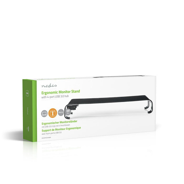 Ergonomesche multifunktionell Stänner | USB 3.0 Hub | 4-Porten | Schwaarz