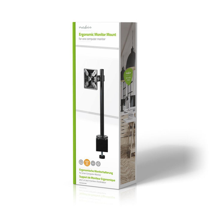 Ergonomesch Monitorbriet | Een Monitor-Aarm | Dréibar a kantelbar | Schwaarz