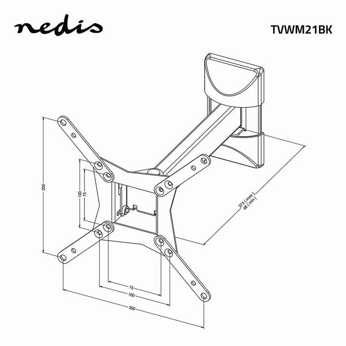 Full Motion TV Wall Mount | 10 - 32" | Max. 30 kg | 2 Scharnéierpunkten