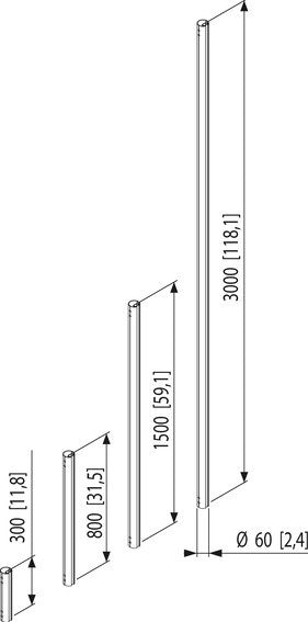 Vogel's Plafongsrouer 150 cm sëlwer