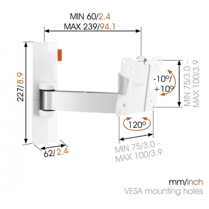 Vogels WALL 2025 dréibar TV-Mauerbeugel wäiss bis 26 inch