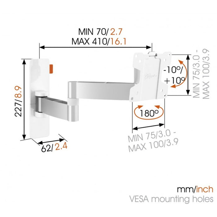 Vogels WALL 2045 dréibar Mauerbeugel wäiss bis 26 inch