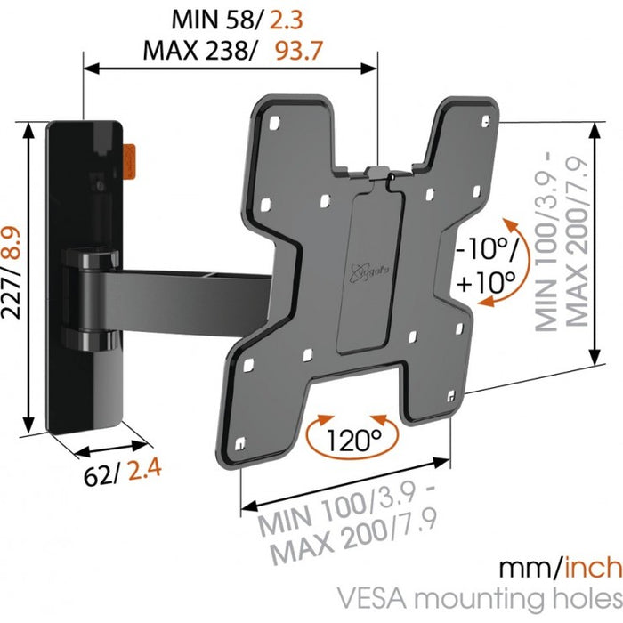 Vogels WALL 2125 dréibar TV Mauerbeugel schwaarz bis 37 inch