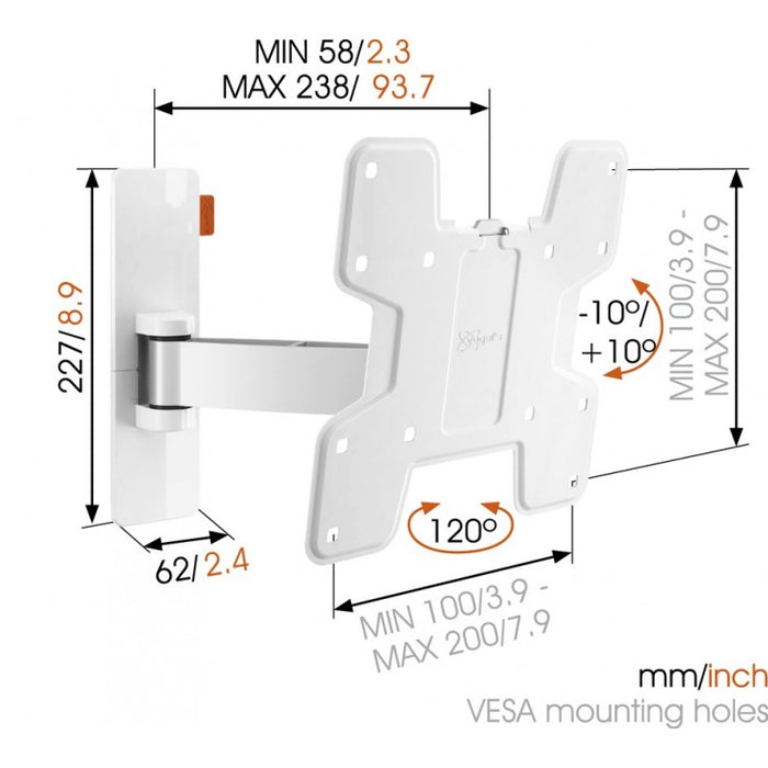 Vogels WALL 2125 dréibar TV-Mauerbeugel wäiss bis 37 inch