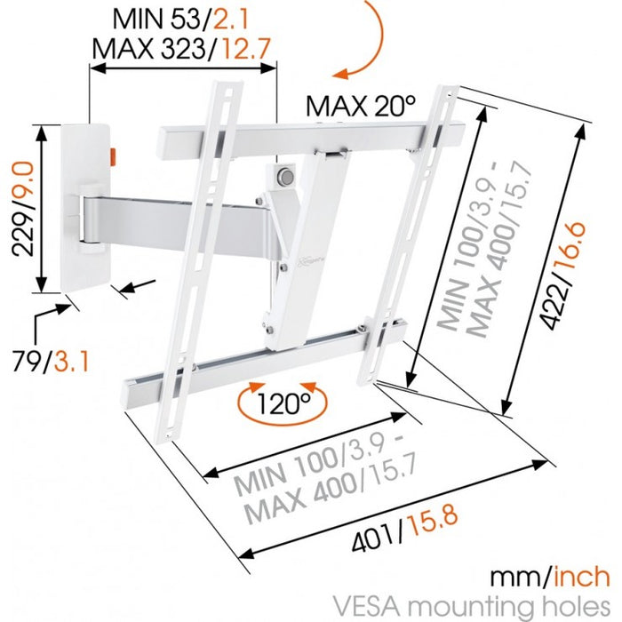 Vogel's WALL 2225 dréibar TV‑Mauerbeugel a Wäiss bis 55 Zoll