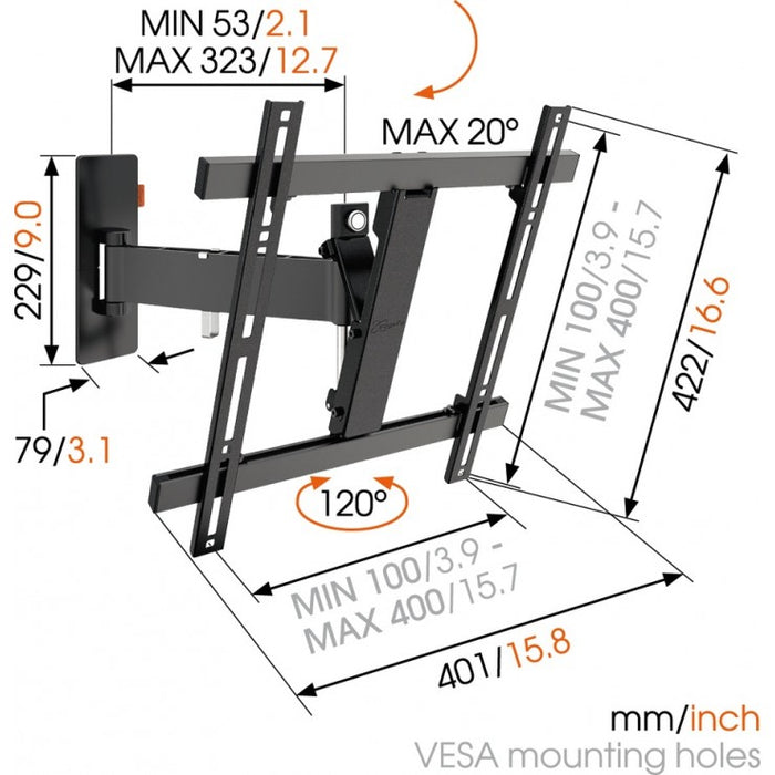 Vogel's WALL 2225 dréibar TV Mauerbeugel schwaarz bis 55 inch