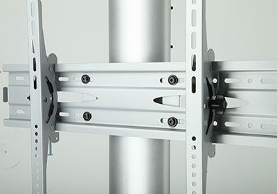 Wolff Mount TV-Buedemstänner mat Rieder | bis 65 inch | sëlwer | Héicht verstellbar | universell | VESA 600x400