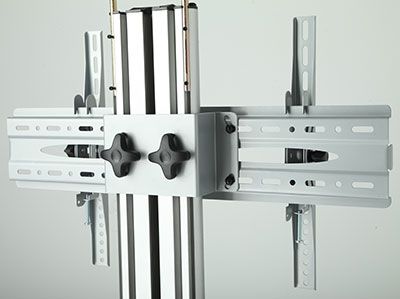 Wolff Mount TV-Buedemstänner mat Rieder | bis 65 inch | sëlwer | Héicht verstellbar | universell | VESA 600x400