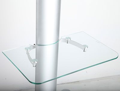 Wolff Mount TV-Buedemstänner mat Rieder | bis 65 inch | sëlwer | Héicht verstellbar | universell | VESA 600x400