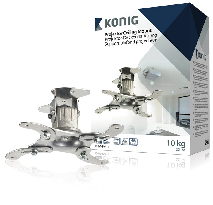Projektor-Plafongsbügel 10 kg / 22 lbs sëlwer