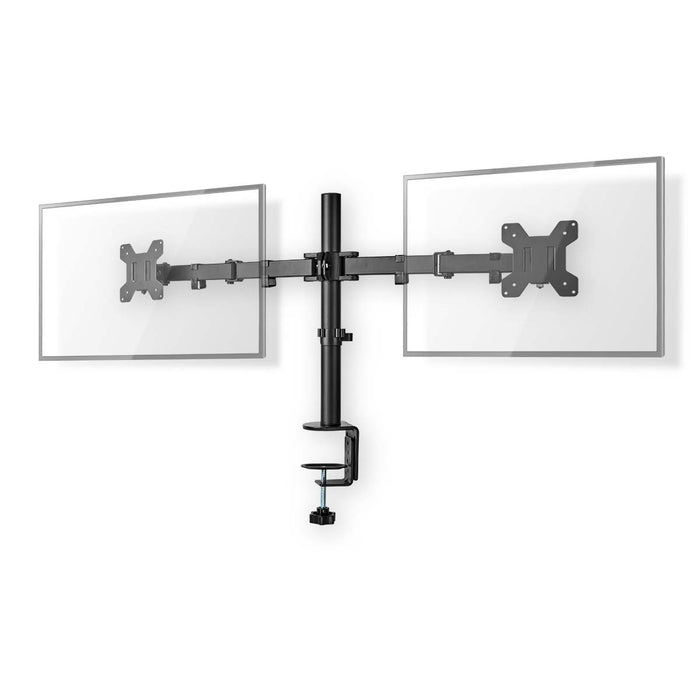 Ergonomesche Monitorbeugel | Duebel Monitoraarm | Dréibar a kipbar | Schwaarz