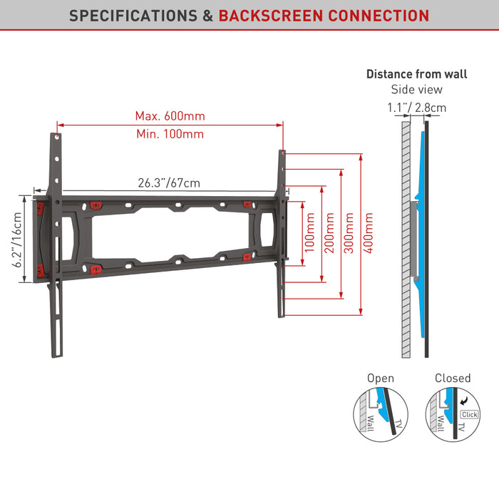 Barkan Mounts Gipsmauer-Haler fir Schiermer bis 75 inch|VESA 600x400|Universal