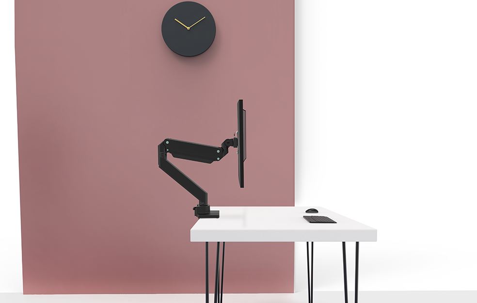 Neomounts Bürostëtzt fir Curved-Monitore bis 49"