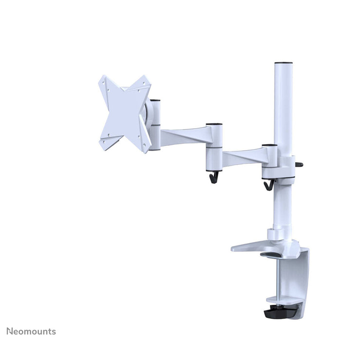 Neomounts FPMA-D1330 wäiss ass eng Schreifdësch-Halterung mat 3 Dreefpunkten fir Flachbildschiermer bis 30 inch (76 cm).