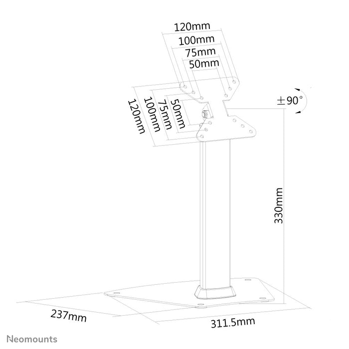 Neomounts FPMA-D1500 sëlwer ass eng Schreifdësch-Halterung fir Flachbildschiermer bis 32 inch (81 cm).