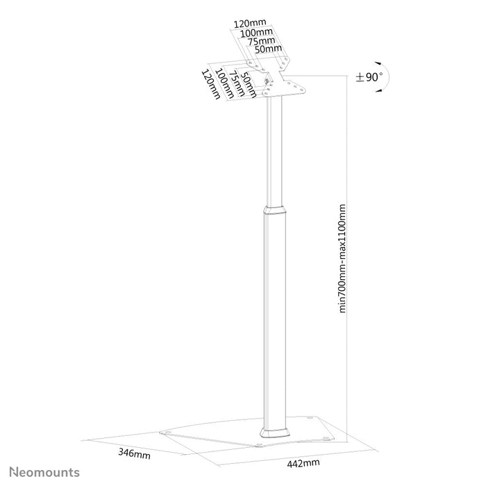 Neomounts FPMA-D1550SILVER ass en Miwwel fir LCD/LED/Plasma-Schiermer bis 32 inch (81 cm), héichtverstellbar - Sëlwer