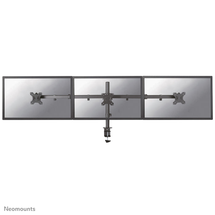 Neomounts FPMA-D550D3 schwaarz ass eng Schreifdësch-Halterung fir 3 Flachbildschiermer bis 27 inch (69 cm).