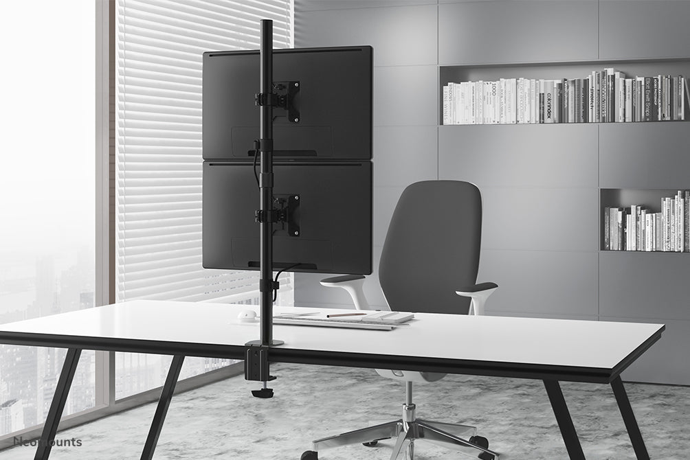 Neomounts FPMA-D550DV schwaarz ass eng Schreifdësch-Halterung fir 2 Flachbildschiermer bis 32 inch - Schwaarz