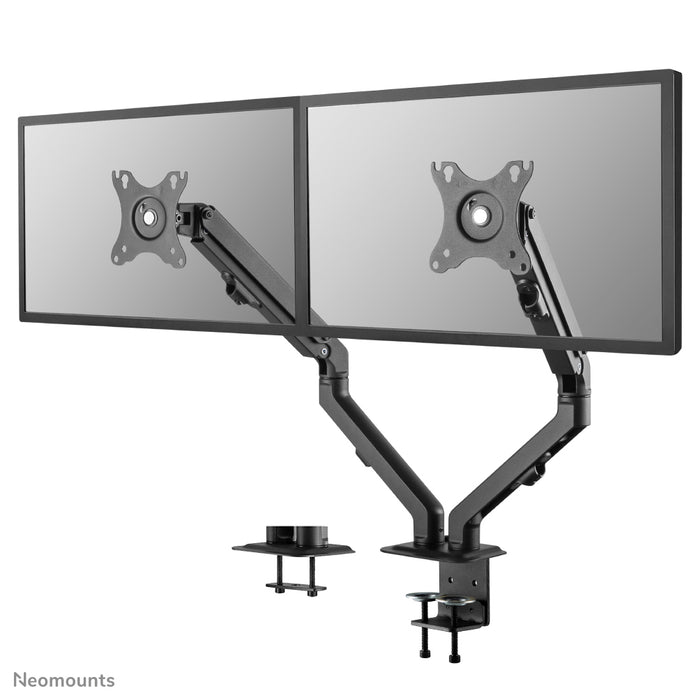 Neomounts FPMA-D650D schwaarz ass eng Full-Motion-Schreifdësch-Halterung fir Schiermer bis 27 (69 cm).