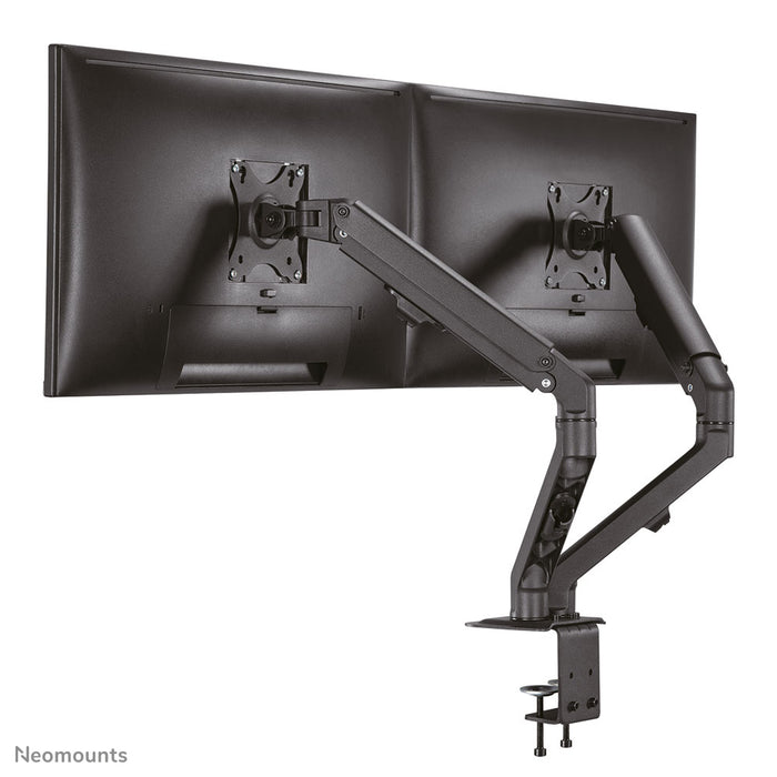 Neomounts FPMA-D650D schwaarz ass eng Full-Motion-Schreifdësch-Halterung fir Schiermer bis 27 (69 cm).