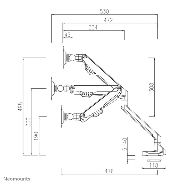 Neomounts FPMA-D750black2 ass eng Schreifdësch-Halterung mat Gasfeder fir Flachbildschiermer bis 32 inch (81 cm).