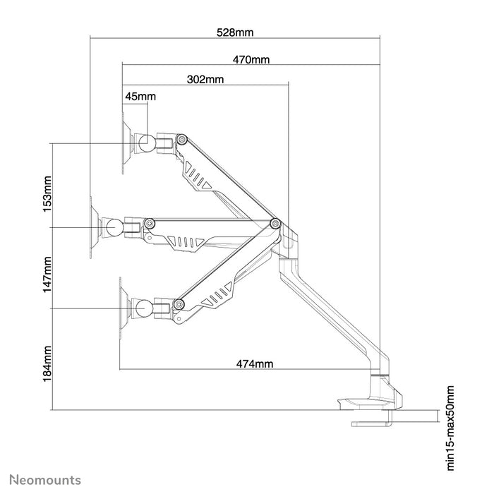 Neomounts FPMA-D750black ass eng Schreifdësch-Halterung mat Gasfeder fir Flachbildschiermer bis 32 inch (81 cm).