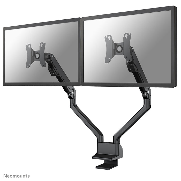 Neomounts FPMA-D750D schwaarz ass eng Schreifdësch-Halterung mat Gasfeder fir Flachbildschiermer bis 32 inch (81 cm).