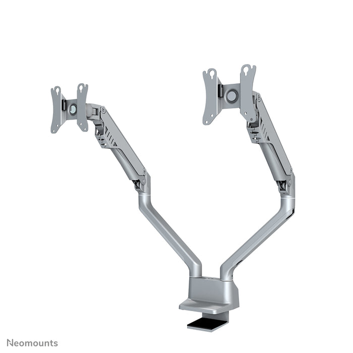 Neomounts FPMA-D750D Sëlwer ass eng Bureaustäip mat Gasfieder fir Flat Screens bis t/m 32 inch (81 cm).