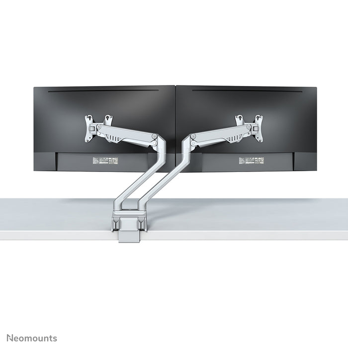 Neomounts FPMA-D750D Sëlwer ass eng Bureaustäip mat Gasfieder fir Flat Screens bis t/m 32 inch (81 cm).
