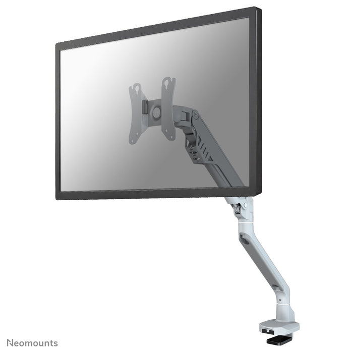 Neomounts FPMA-D750 Sëlwer ass eng Bureaustäip mat Gasfieder fir Flat Screens bis t/m 32 inch (81 cm).