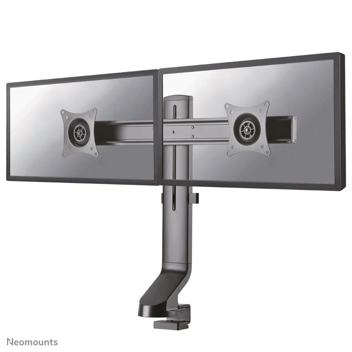 Neomounts FPMA-D860D Schwaarz ass eng Bureaustäip fir zwee Flat Screens bis t/m 27 inch (69 cm).
