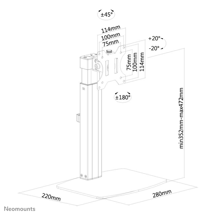 Neomounts FPMA-D865 Schwaarz ass eng Bureaustäip fir Flat Screens bis t/m 32 inch (81 cm).