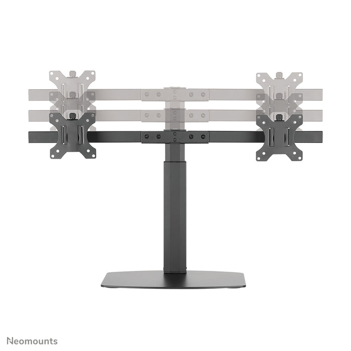 Neomounts FPMA-D865D Schwaarz ass eng Bureaustäip fir zwee Flat Screens bis t/m 27 inch (69 cm).