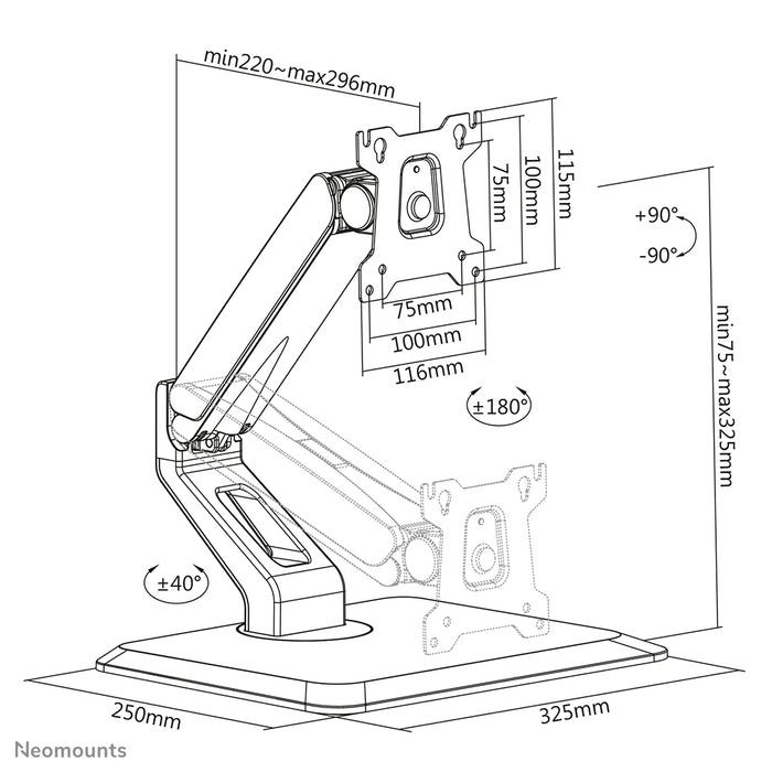 Neomounts FPMA-D885 Schwaarz ass eng Bureaustäip fir Flat Screens bis t/m 32 inch (81 cm)