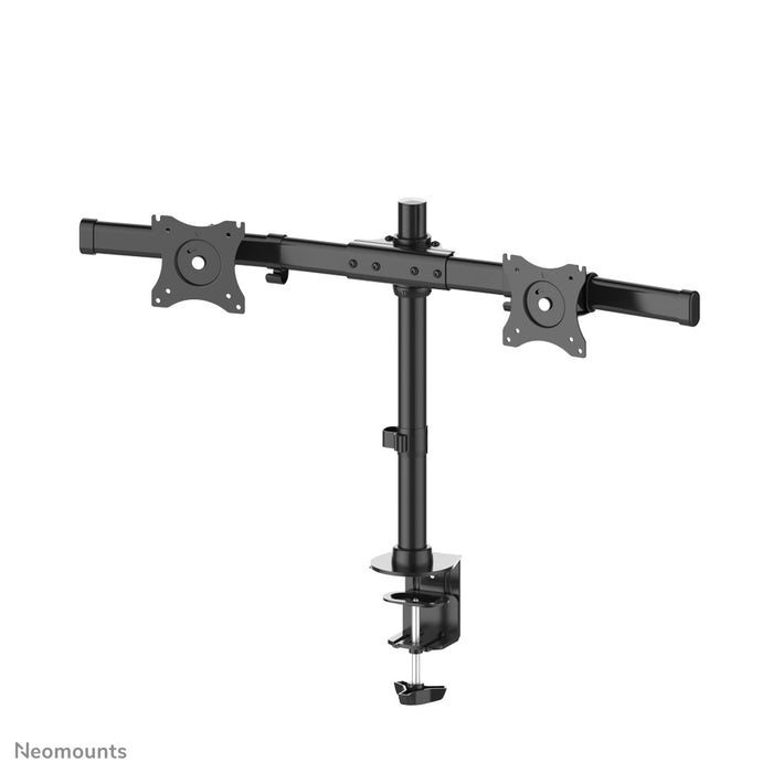 Neomounts FPMA-DCB100D Schwaarz ass eng Crossbar-Bureaustäip fir 2 Flat Screens bis t/m 27 inch (69 cm).