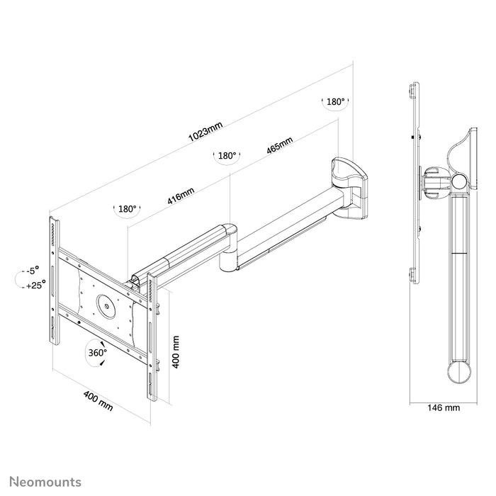 Neomounts FPMA-HAW050 ass eng medezinesch Flatscreen-Mauerstänn fir Schirme bis t/m 40 inch (102 cm).