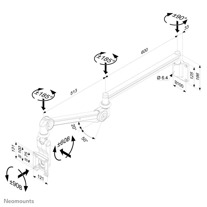 Neomounts FPMA-HAW300 ass eng medezinesch Flatscreen-Wandhalterung fir medezinesch Ekranen.